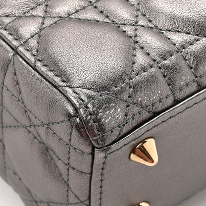 Christian Dior Metallic Lambskin Cannage Small My ABCDior Lady Dior Dark Silver 10 of 11