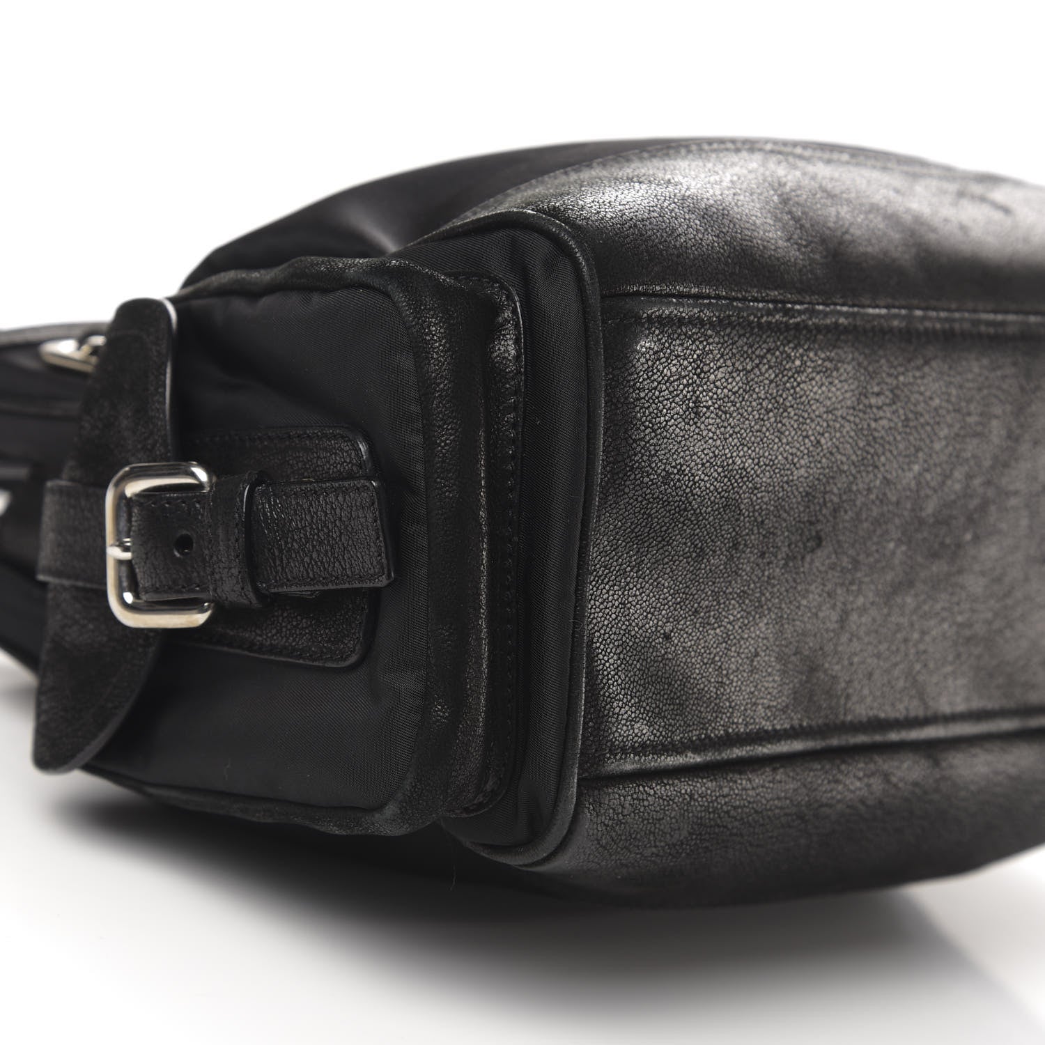 Prada Tessuto Nylon Calfskin Shoulder Bag Black 6 of 9
