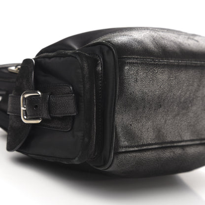 Prada Tessuto Nylon Calfskin Shoulder Bag Black 6 of 9