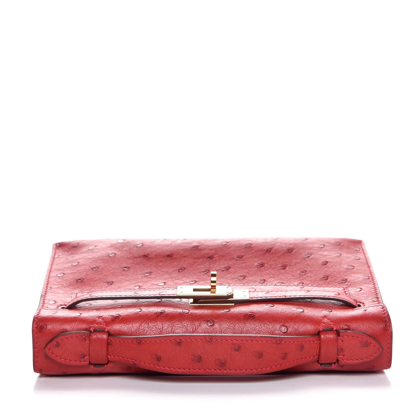 Ostrich Kelly Pochette Rouge Vif