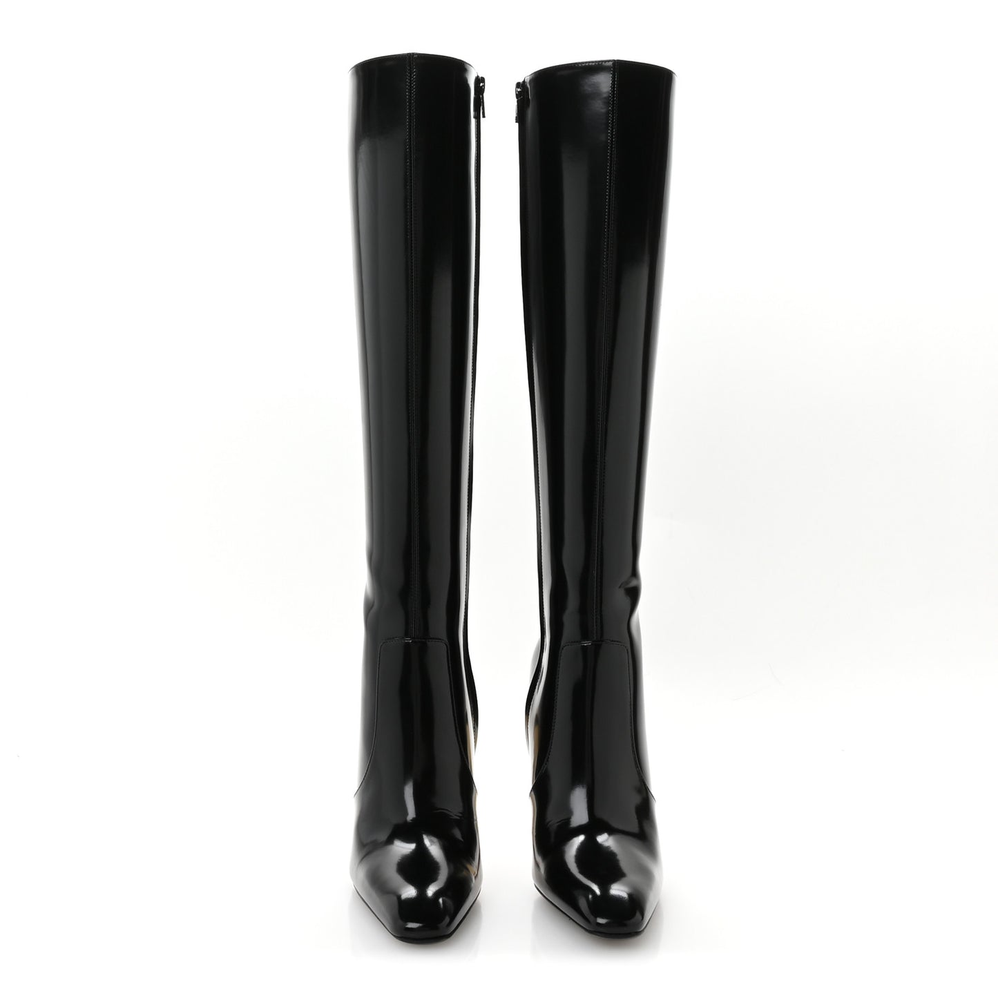 Glazed Calfskin Auteuil 105mm Zip Boots 38 Black