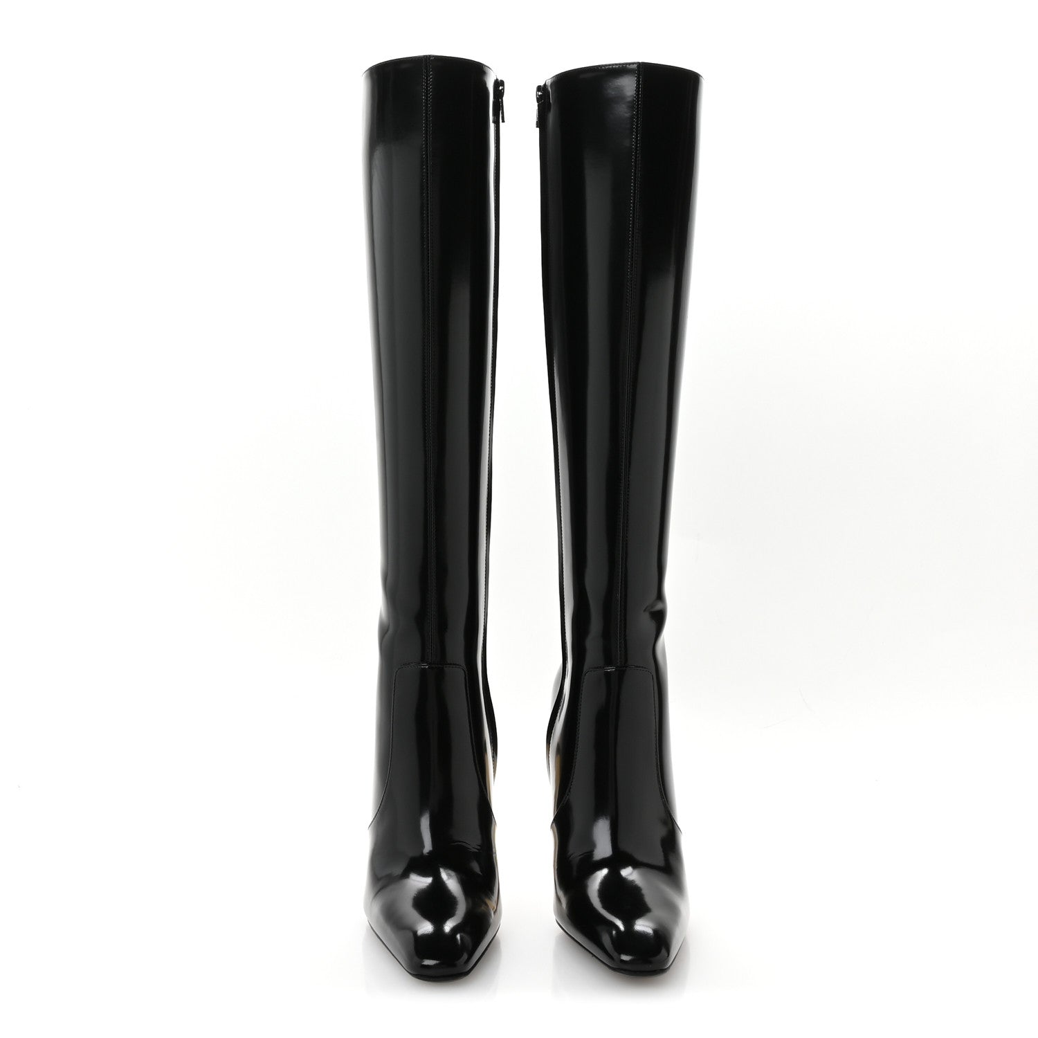 Saint Laurent Glazed Calfskin Auteuil 105mm Zip Boots 38 Black 3 of 9