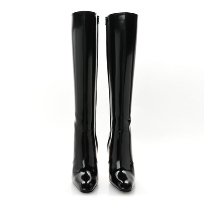 Saint Laurent Glazed Calfskin Auteuil 105mm Zip Boots 38 Black 3 of 9