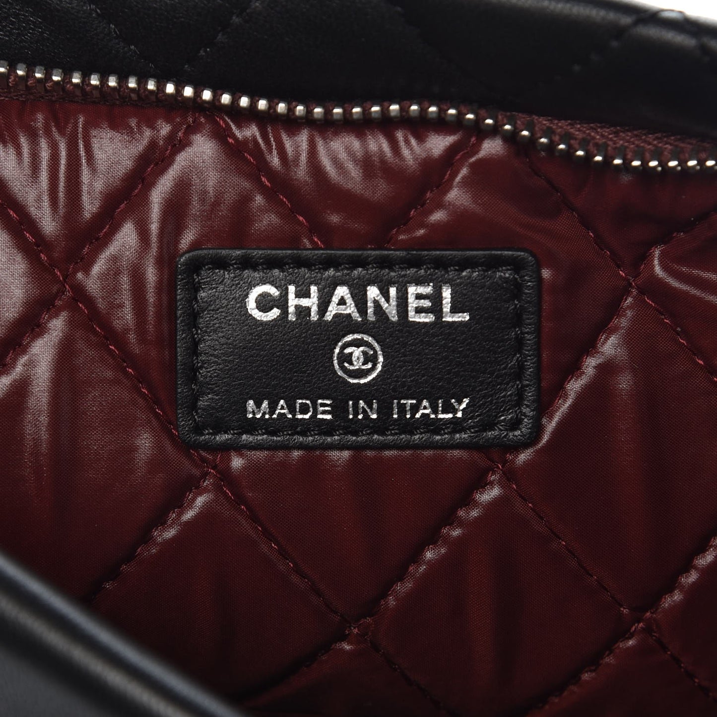 Lambskin Quilted CC Beauty Clutch Black