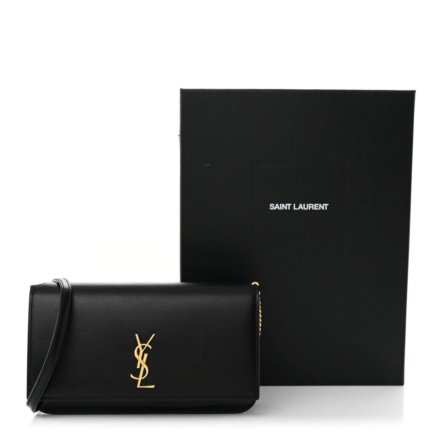 Smooth Calfskin Monogram Phone Holder Crossbody Black
