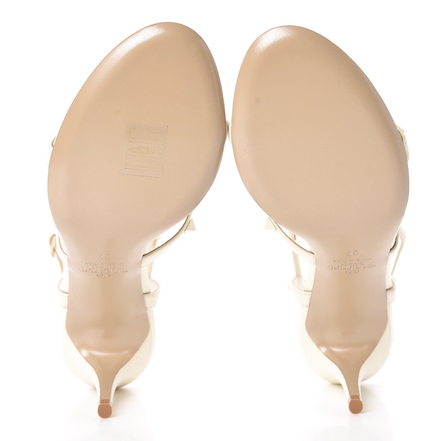 Calfskin Lacquered Monochrome Rockstud Gladiator 70mm Sandals 37 Ivory