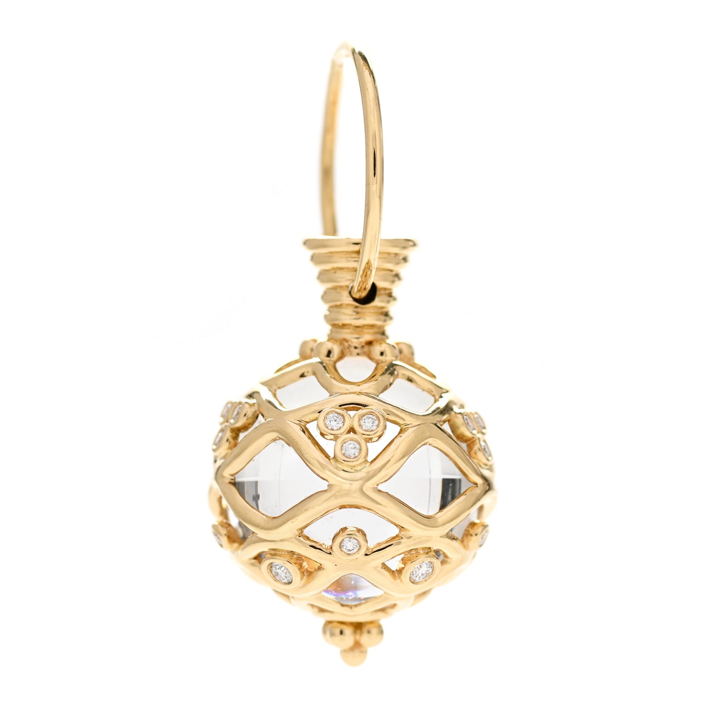 18K Yellow Gold Diamond Rock Crystal Theodora Amulet Pendant