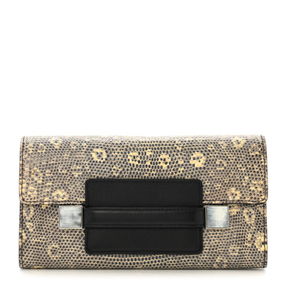 Delvaux Calfskin Lizard Long Madame Polo Clutch Black 1 of 9