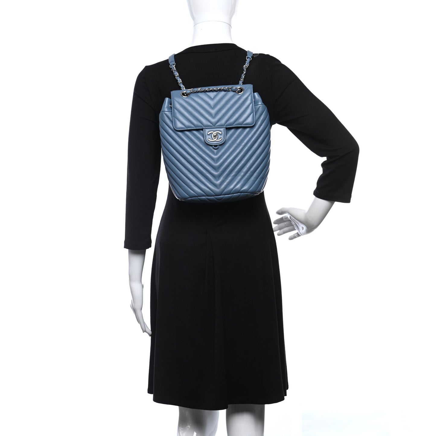 Calfskin Chevron Quilted Small Urban Spirit Backpack Light Blue