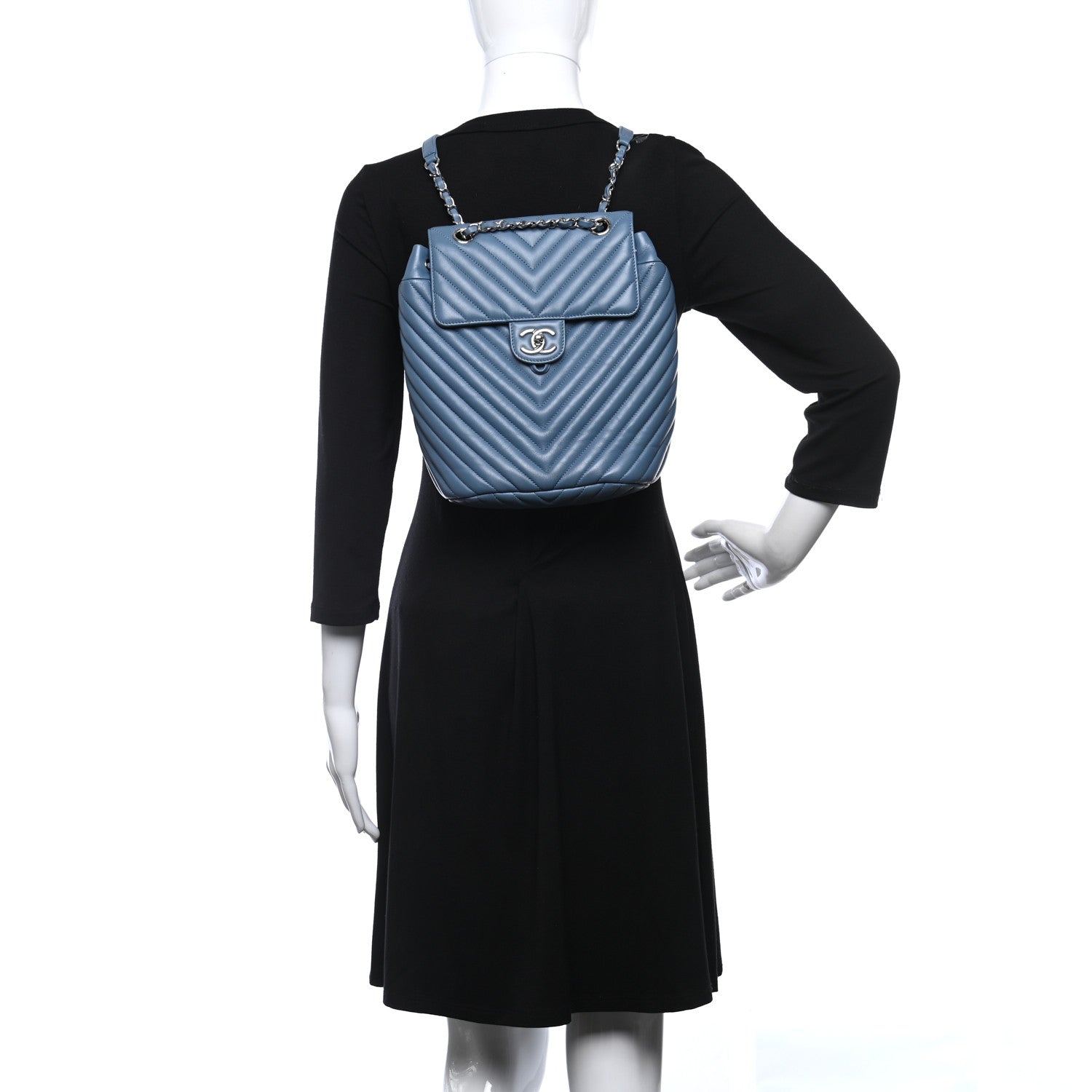 Chanel Calfskin Chevron Quilted Small Urban Spirit Backpack Light Blue 2 of 11