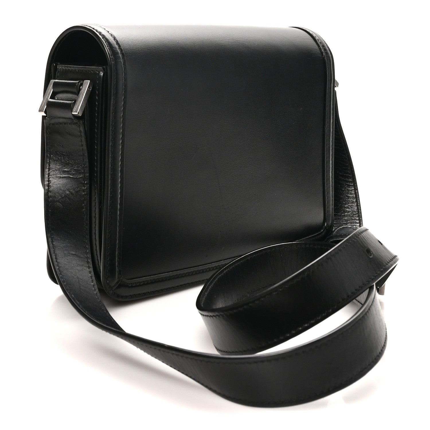 Saint Laurent Box Calfskin Monogram Medium Solferino Satchel Black 3 of 10