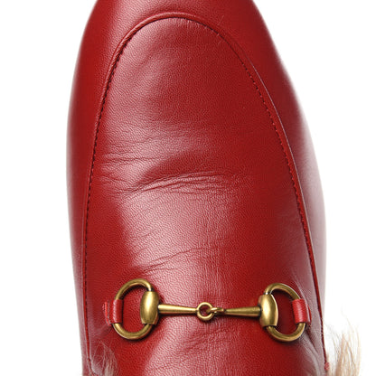 Gucci Malaga Kid Fur Womens Jordaan Loafers 41 Hibiscus Red Natural 7 of 7