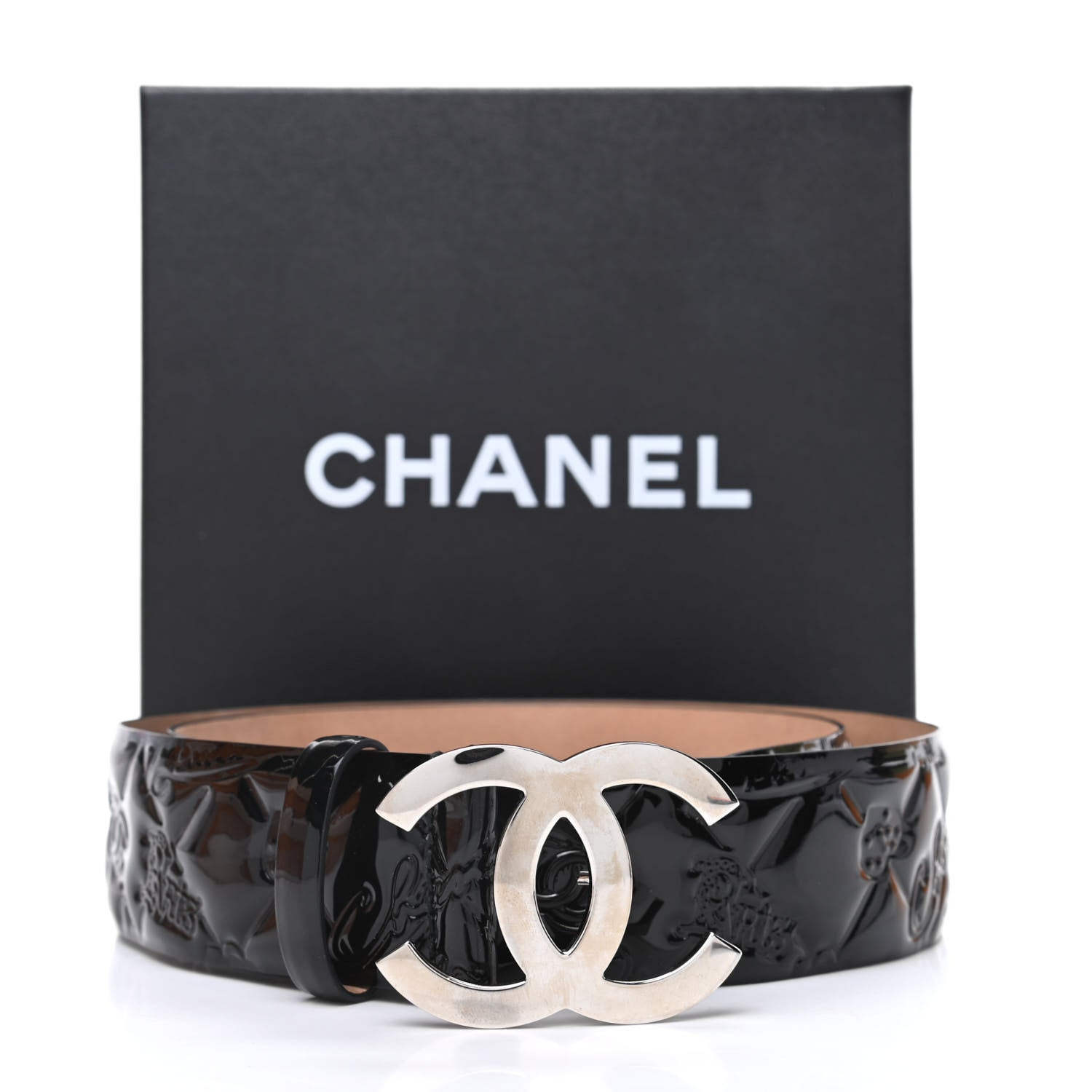 Chanel Patent Calfskin Quilted Lucky Symbols CC Belt 80 32 Black 5 of 5