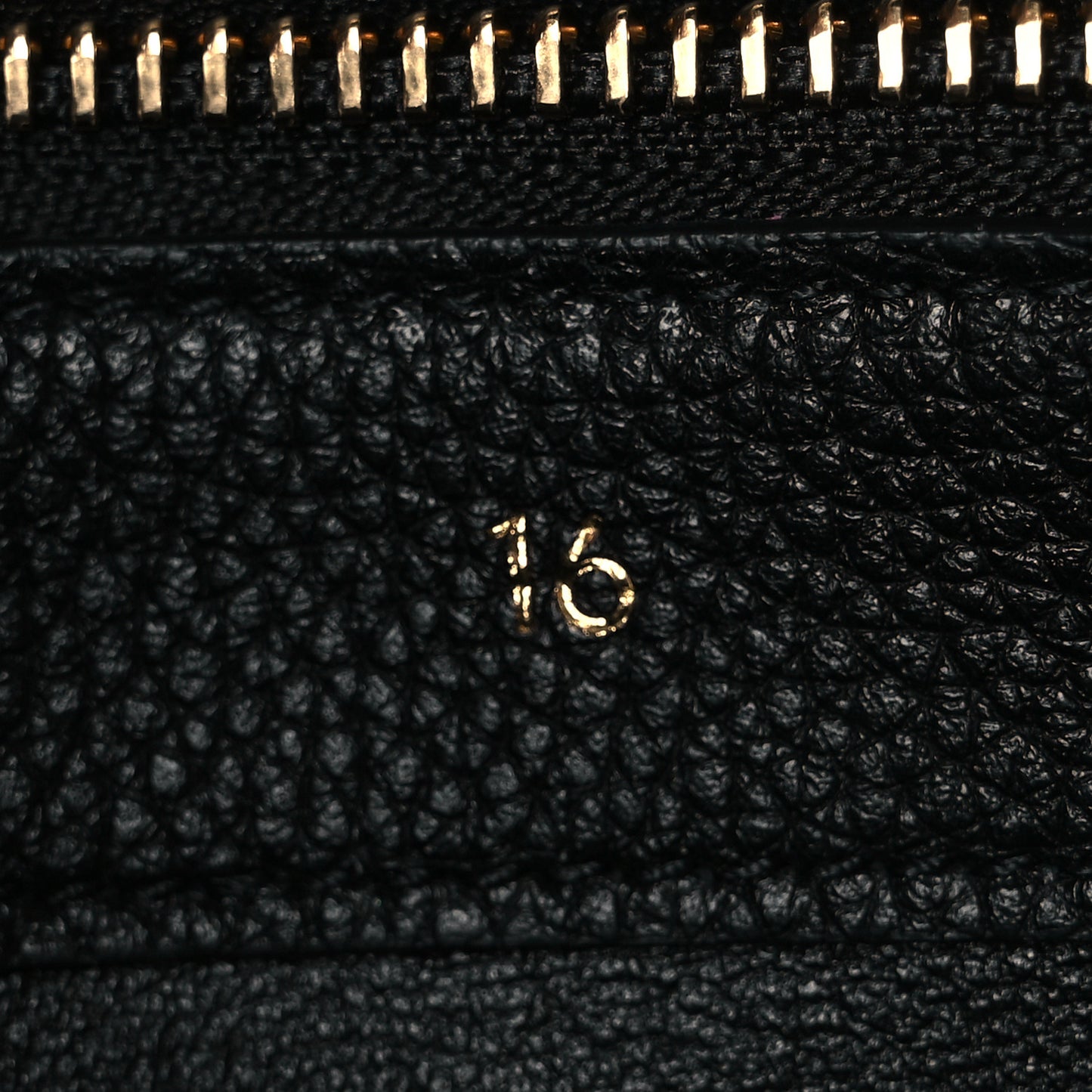 Grained Calfskin Small 16 Top Handle Bag Black