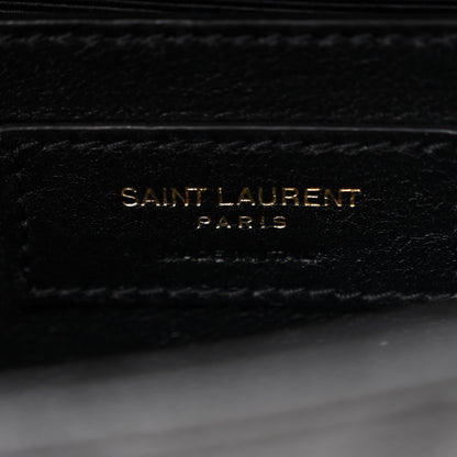 Saint Laurent Grain De Poudre Textured Mixed Matelasse Triquilt Small Monogram Satchel Black 6 of 11