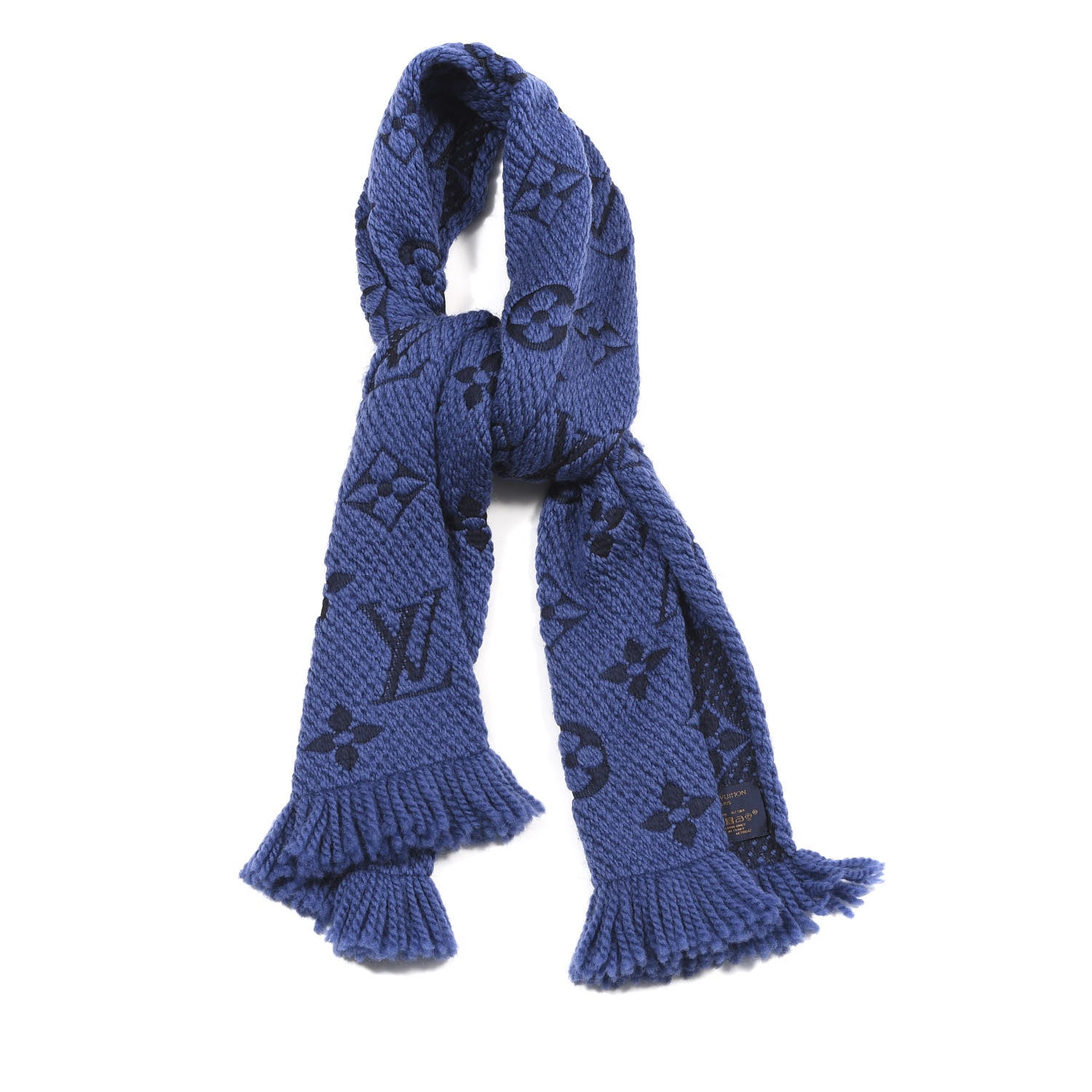 Louis Vuitton Wool Silk Logomania Scarf Denim Dark 1 of 3