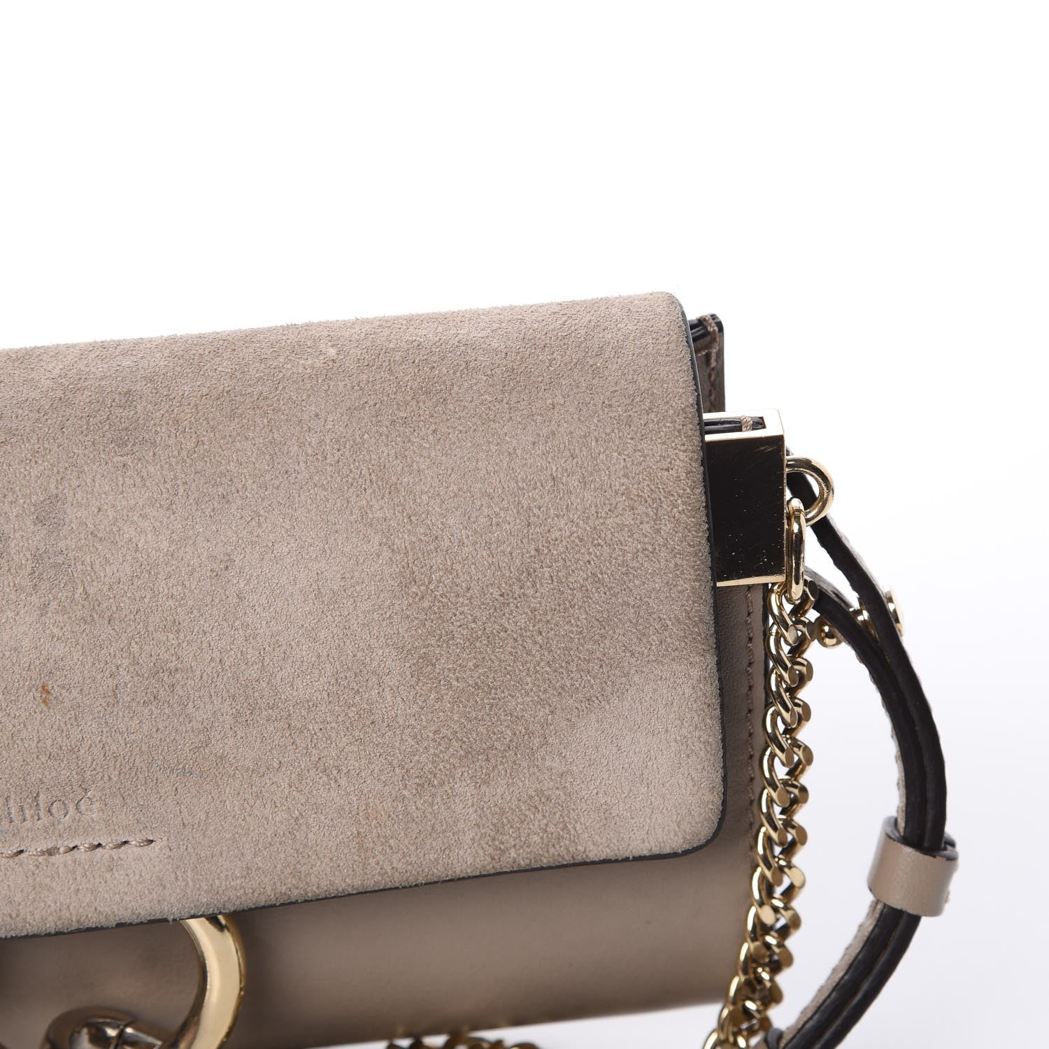 Chloe Suede Calfskin Mini Faye Shoulder Bag Motty Grey 9 of 11