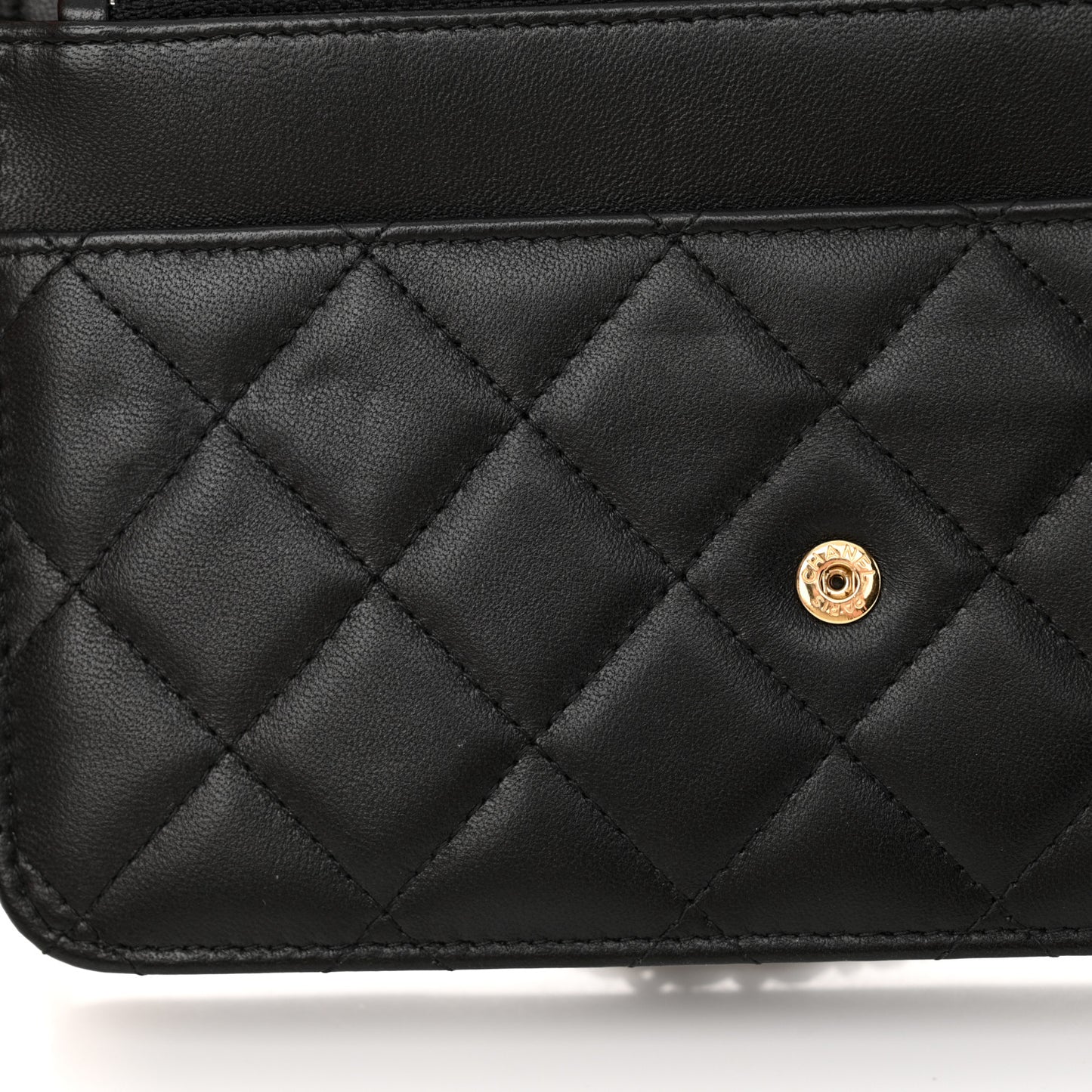 Lambskin Quilted Wallet On Chain WOC Black