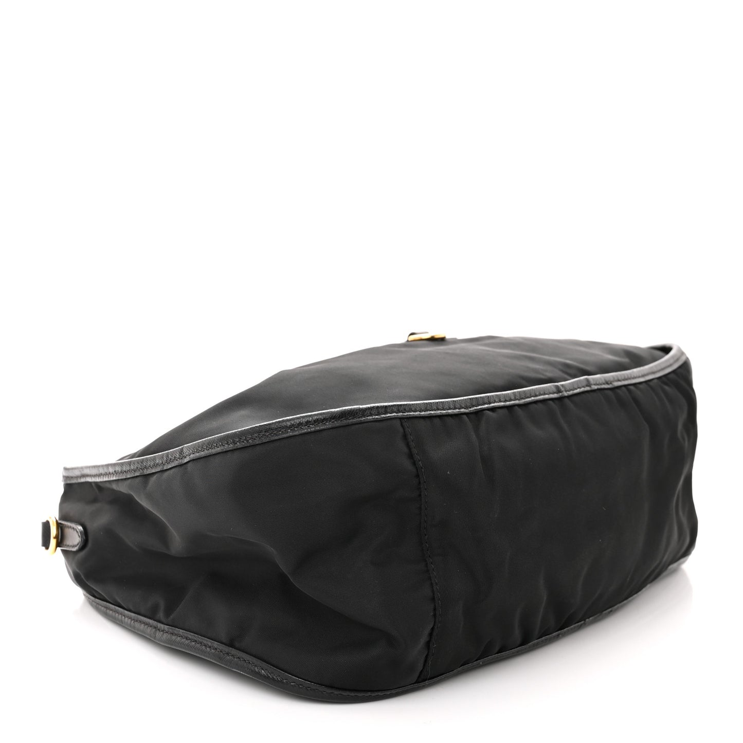 Tessuto Nylon Oro Saffiano Hobo Crossbody Black