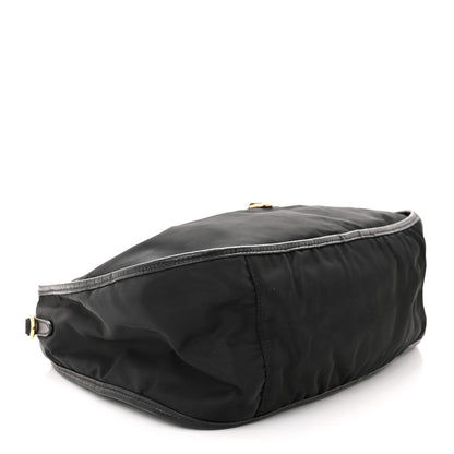 Prada Tessuto Nylon Oro Saffiano Hobo Crossbody Black 4 of 10