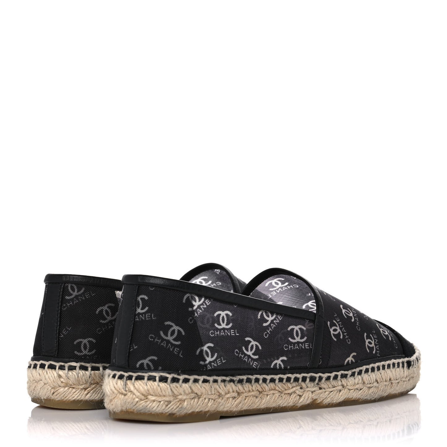 Mesh Grosgrain CC Espadrilles 40 Black White