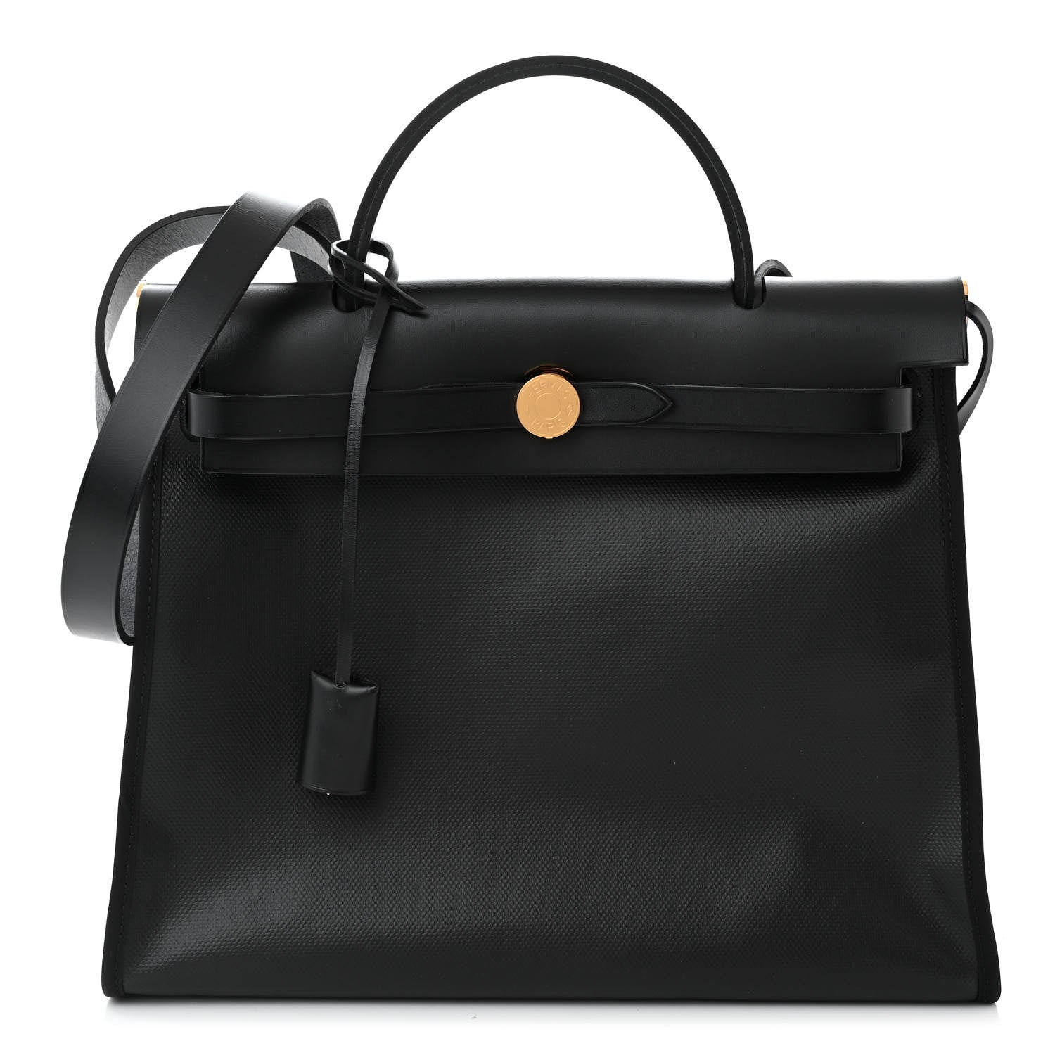 Hermes Toile H Berline Vache Hunter Herbag Zip PM 31 Black Ecru 1 of 12