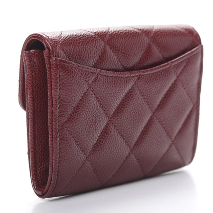 Chanel Caviar Quilted Flap Card Holder Wallet Burgundy 3 of 9