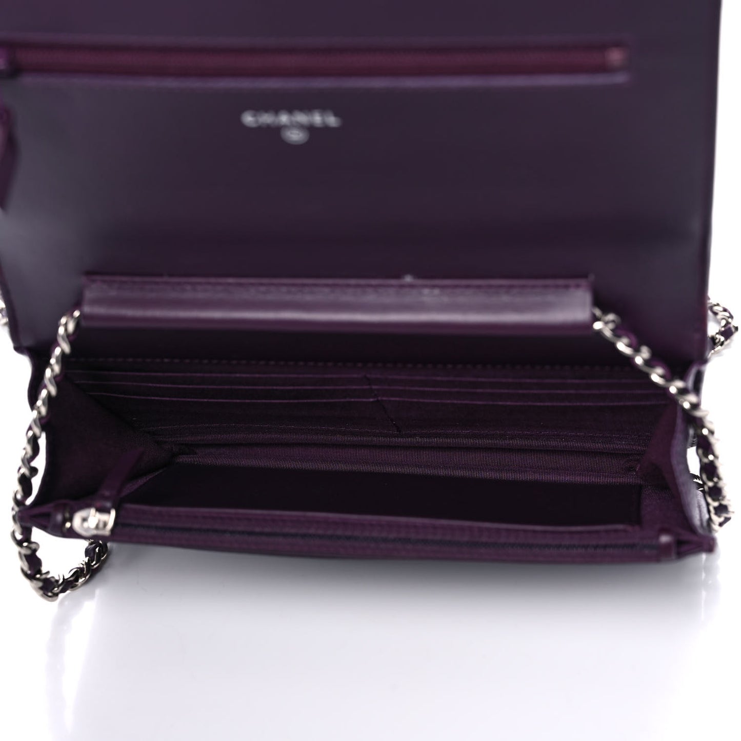 Caviar Quilted Diamond CC Wallet On Chain WOC Dark Purple