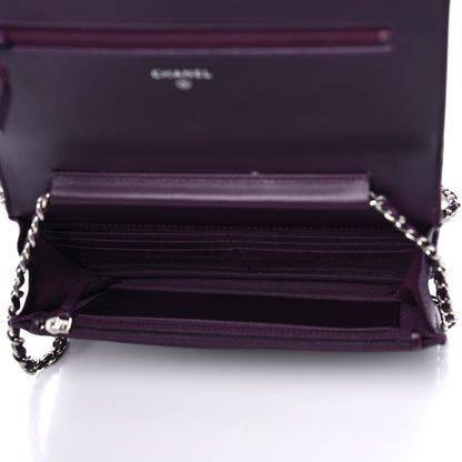 Chanel Caviar Quilted Diamond CC Wallet On Chain WOC Dark Purple 4 of 14