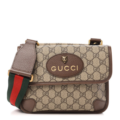 Gucci GG Supreme Monogram Web Small Neo Vintage Double Flap Messenger Bag Beige New Acero 1 of 11