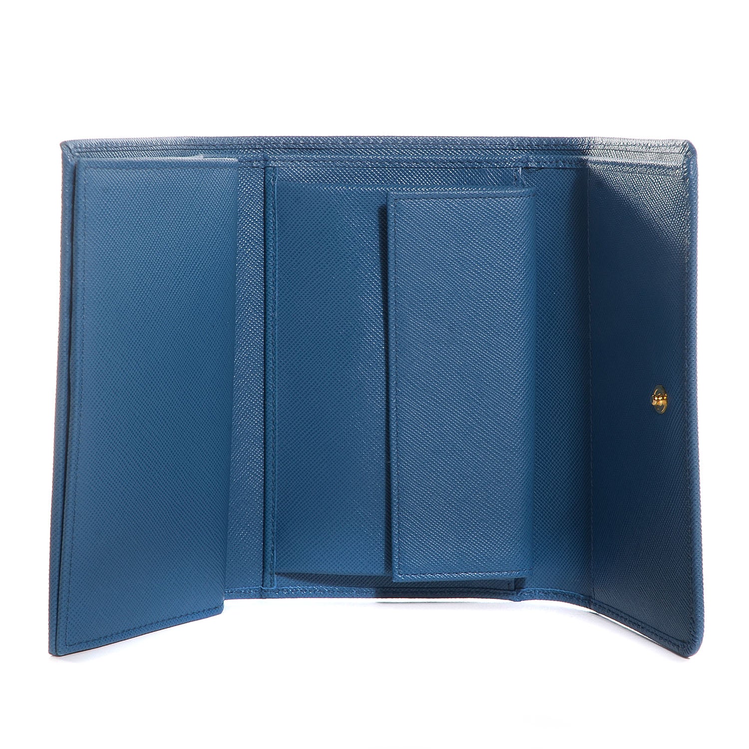 Prada Saffiano Metal Flap Wallet Cobalto 5 of 9