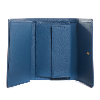 Prada Saffiano Metal Flap Wallet Cobalto 5 of 9