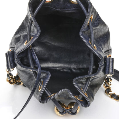 Chanel Caviar CC Drawstring Bag Navy 6 of 7