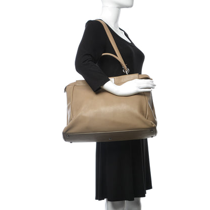 Fendi Vitello Saddle Ayers Large Peekaboo Iconic Satchel Argilla Saddle 2 of 20