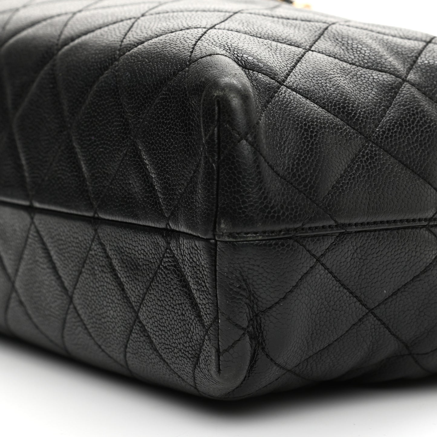 Caviar Quilted Shopping Tote Black