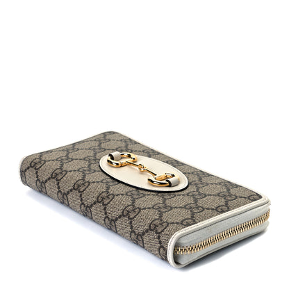 Gucci GG Supreme Monogram Azalea Calfskin Horsebit 1955 Zip Around Wallet Beige Ebony Mystic White 4 of 7