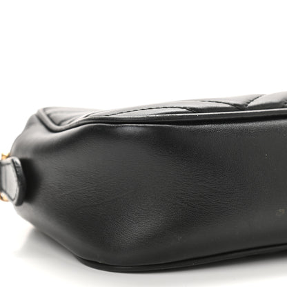Gucci Calfskin Matelasse Small GG Marmont Chain Shoulder Bag Black 9 of 15