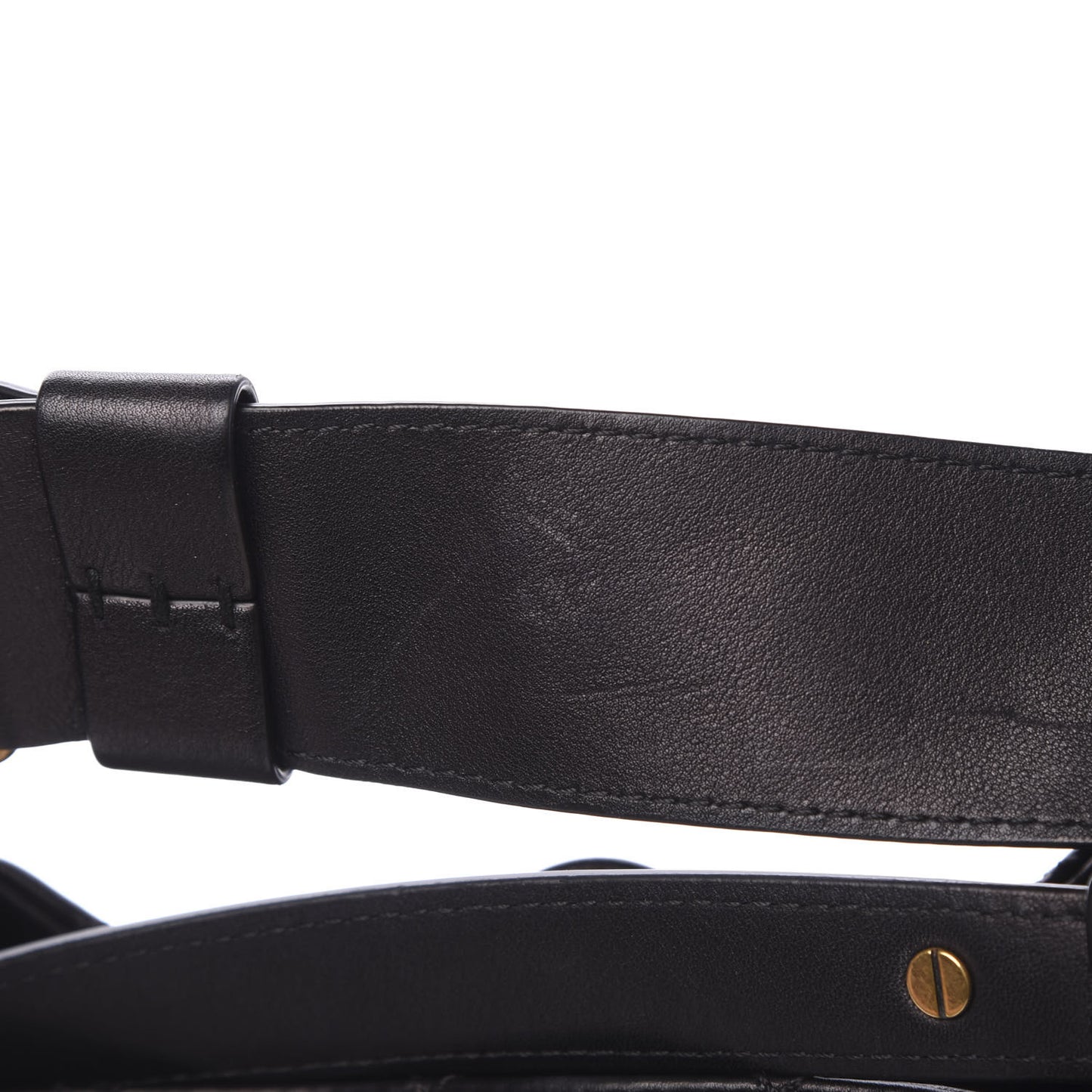 Calfskin Stitched Small Paris Rome Drawstring CC Bag Black