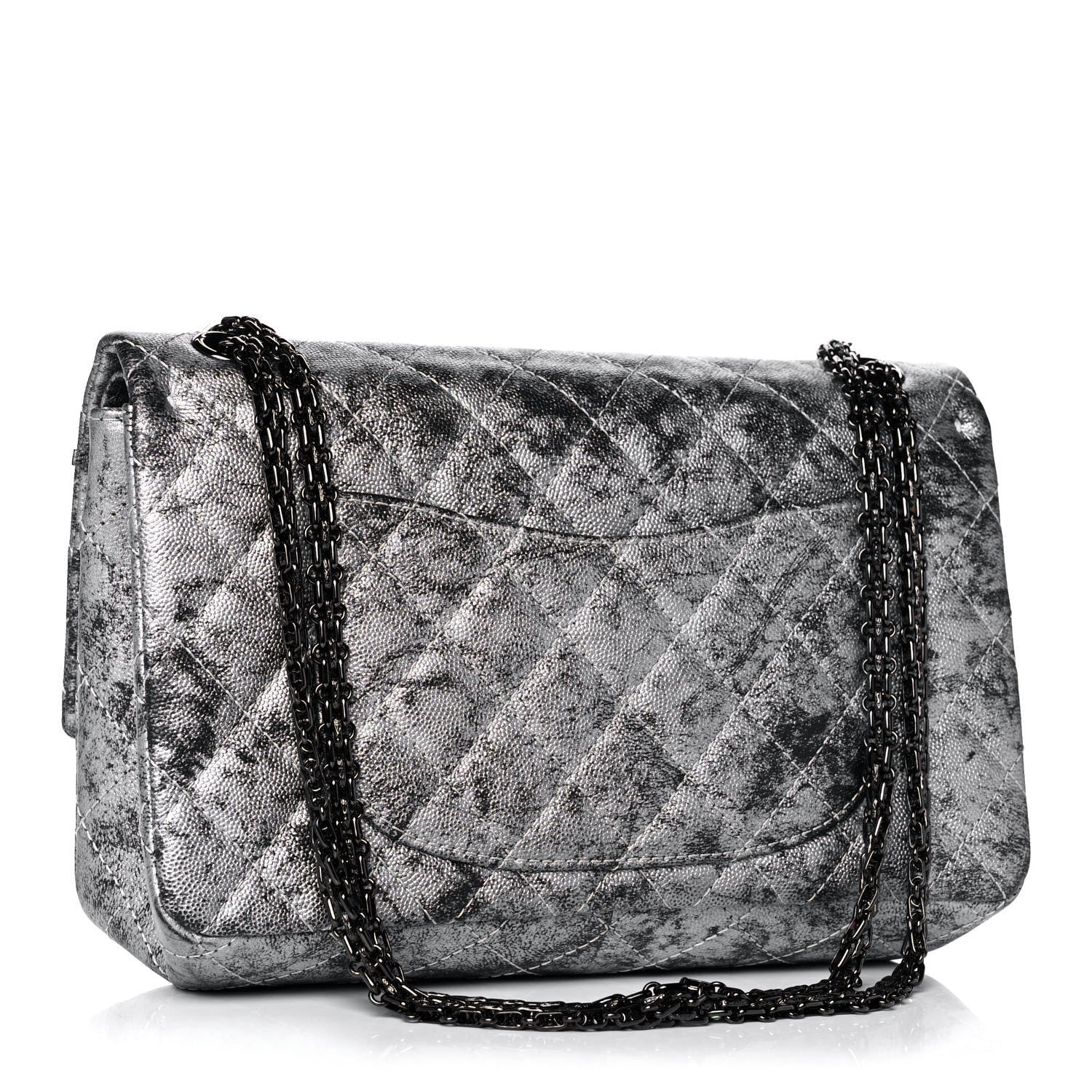 Chanel Metallic Caviar Quilted 2.55 Reissue 226 Flap Silver Black 3 of 15