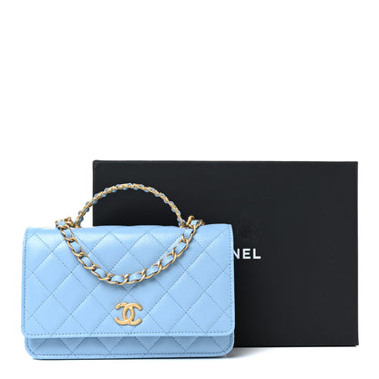 Chanel Shiny Caviar Quilted Pick Me Up Wallet On Chain WOC Blue 15 of 15
