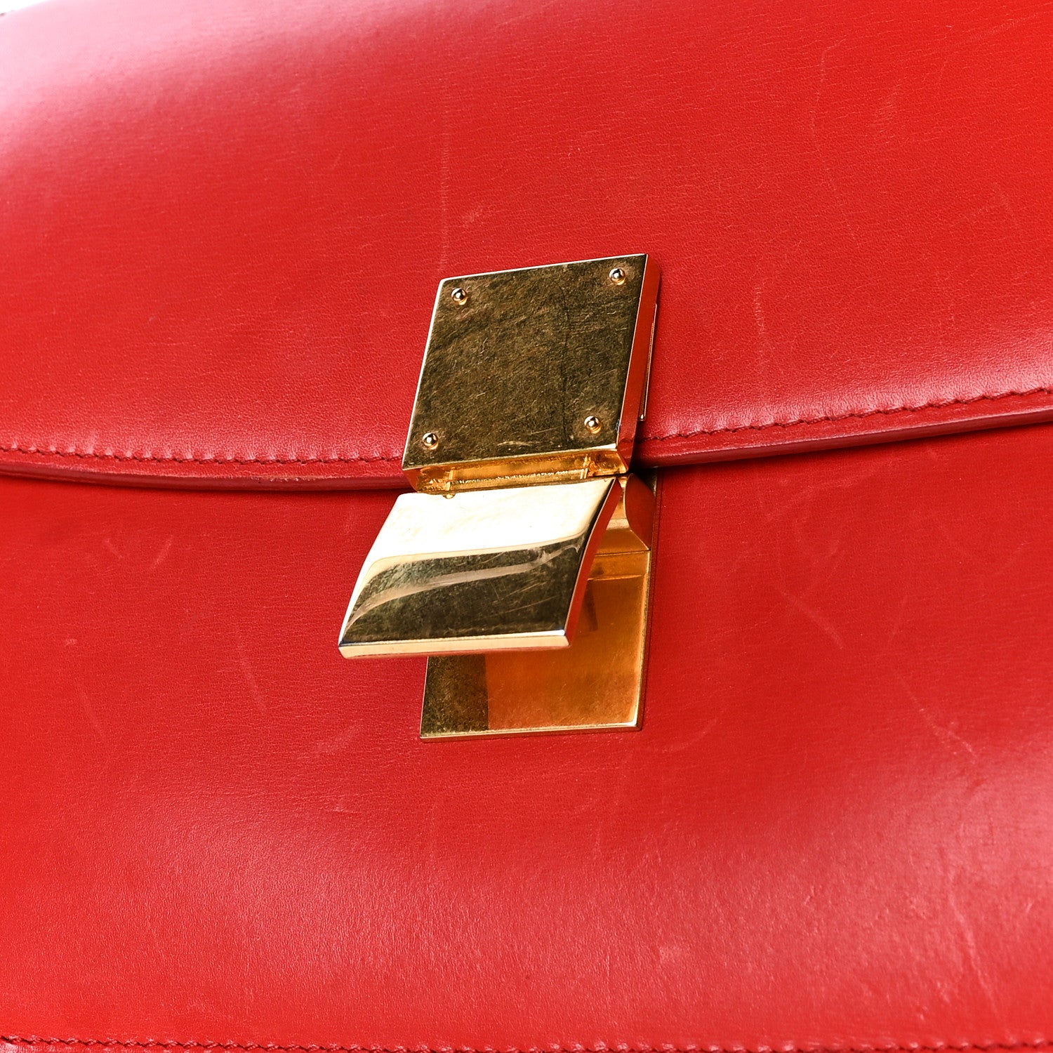 Celine Box Calfskin Medium Classic Box Flap Bag Red 14 of 14