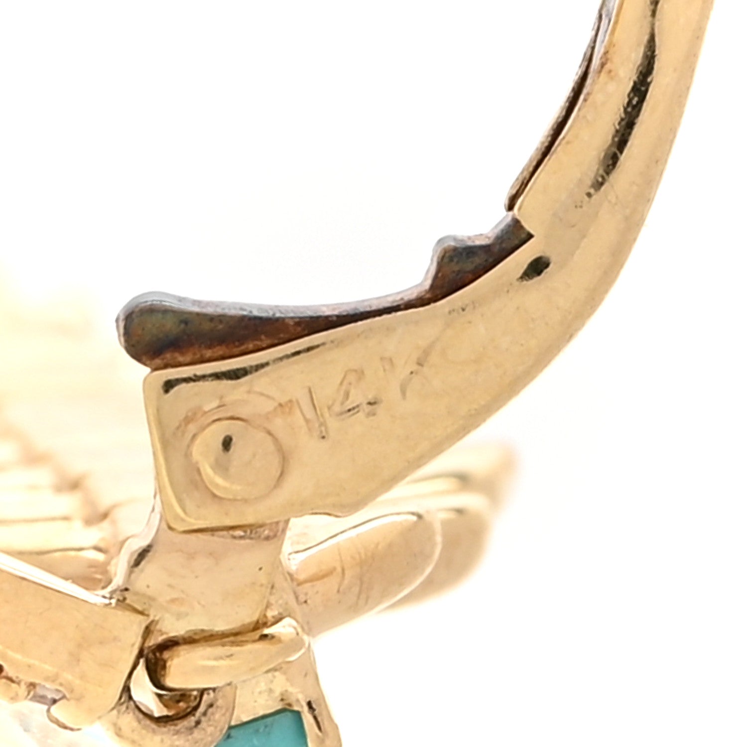 Parker & West by FASHIONPHILE 18K Yellow Gold Diamond Turquoise Feather Earrings 4 of 4