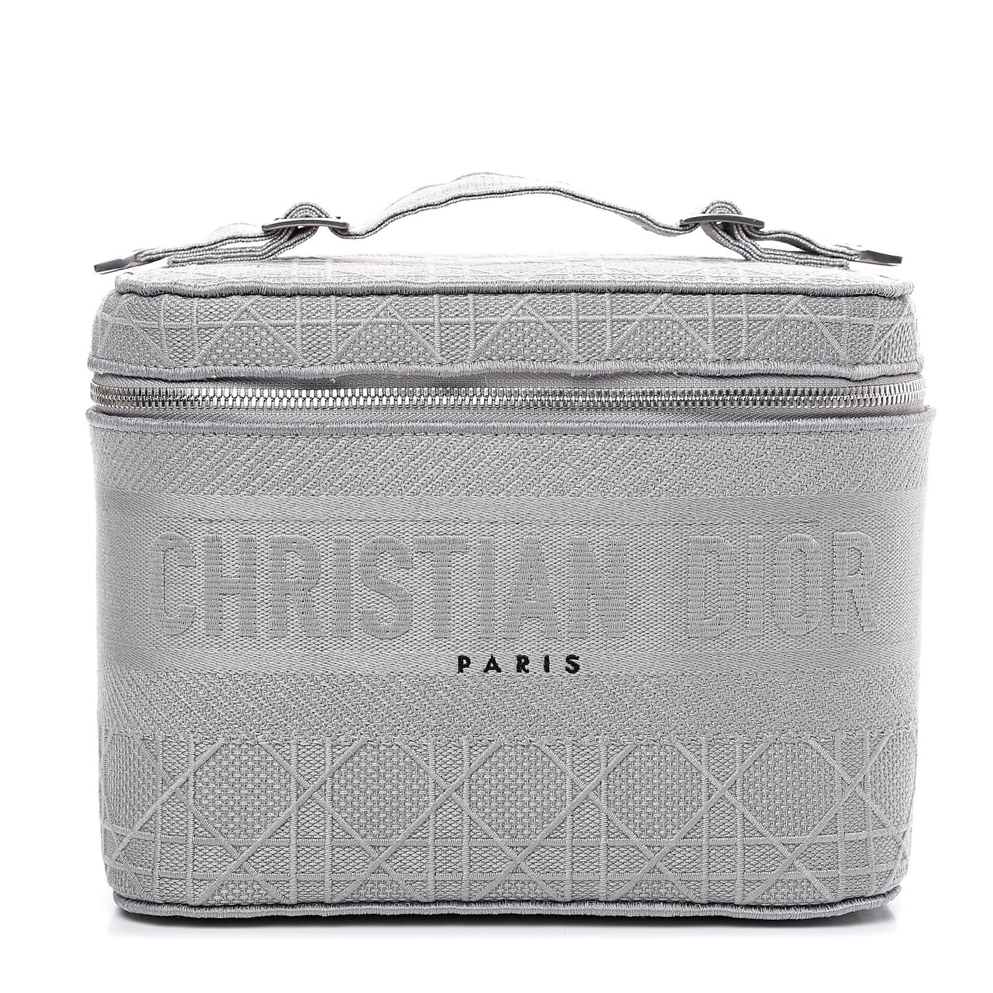 Canvas Embroidered Cannage Diortravel Vanity Case Grey