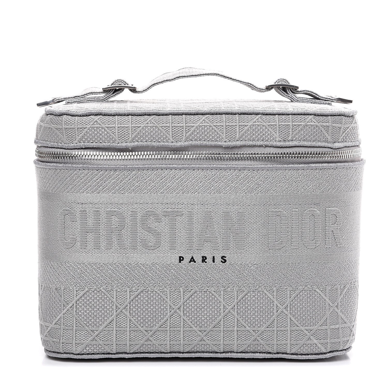 Christian Dior Canvas Embroidered Cannage Diortravel Vanity Case Grey 1 of 9