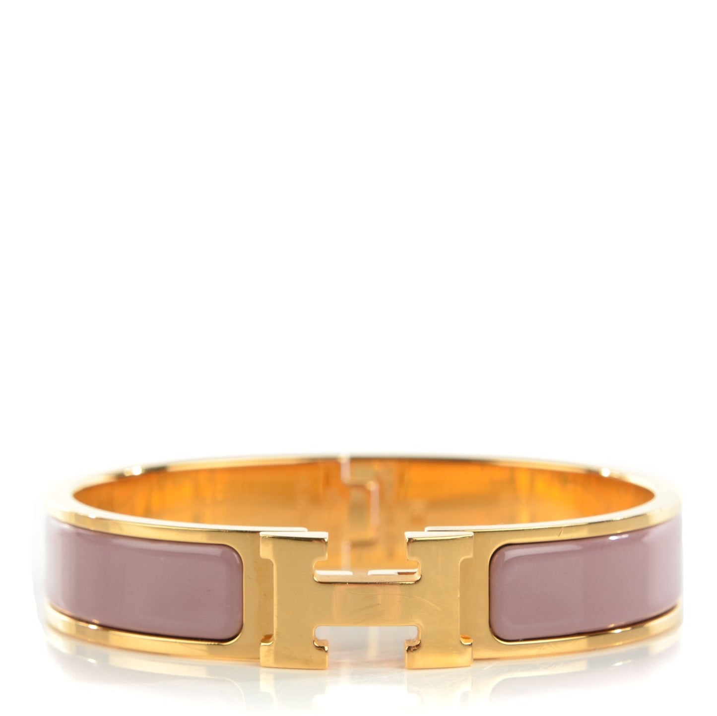 Enamel Narrow Clic Clac H Bracelet PM Bois De Rose