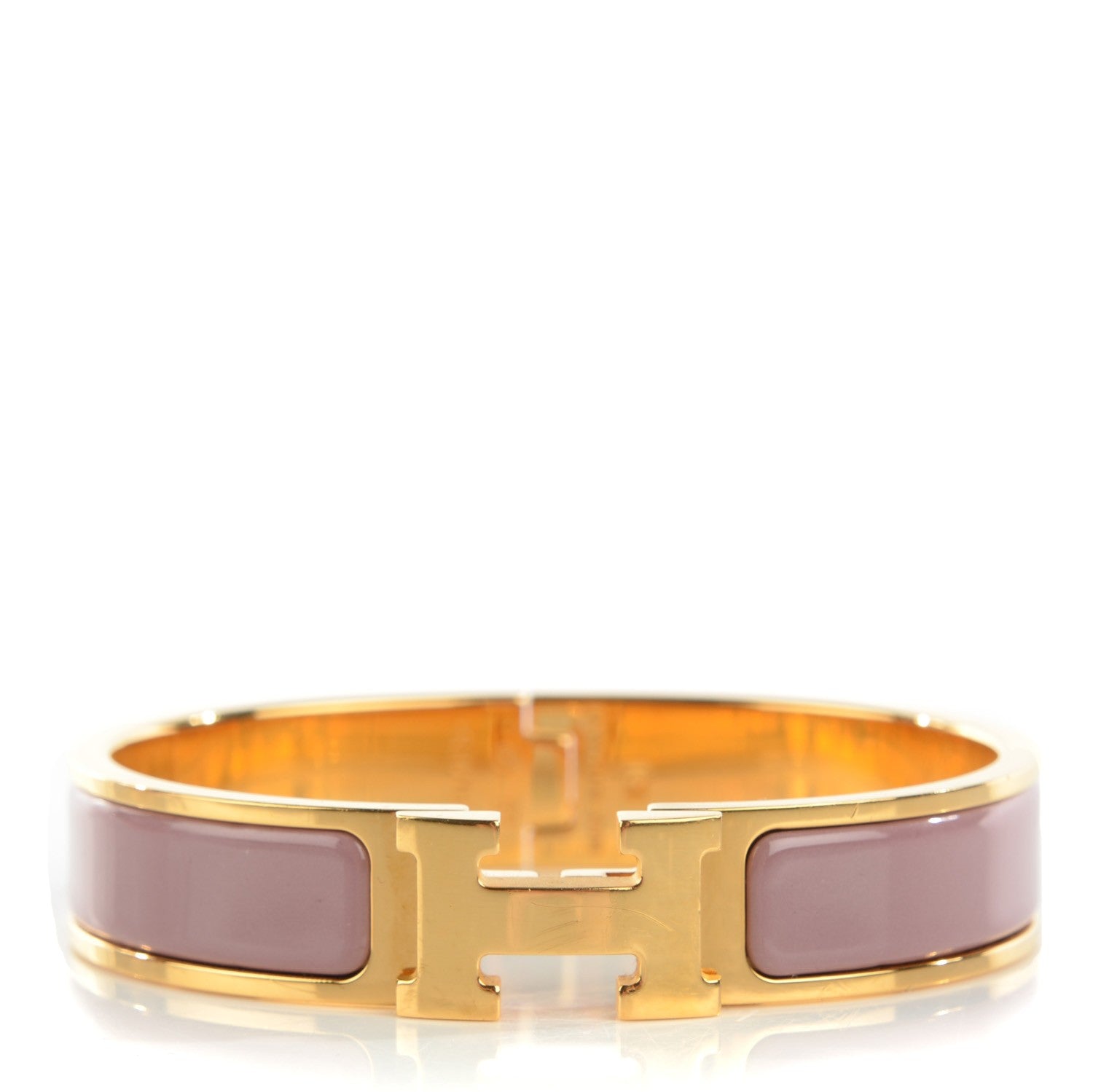 Hermes Enamel Narrow Clic Clac H Bracelet PM Bois De Rose 1 of 6