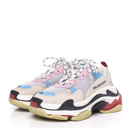 Balenciaga Fabric Mesh Womens Triple S Sneakers 36 White Blue Pink 3 of 7