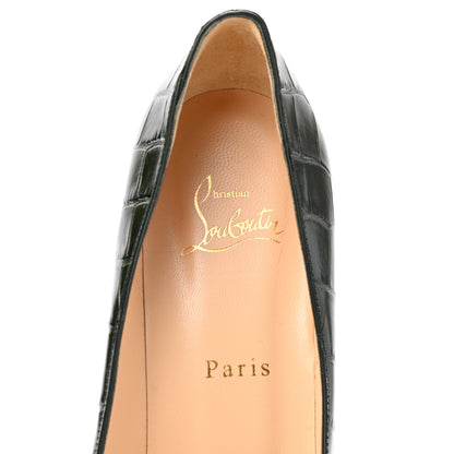 Christian Louboutin Calfskin Crocodile Embossed Kate 85 Pumps 39.5 Forest Night 7 of 8