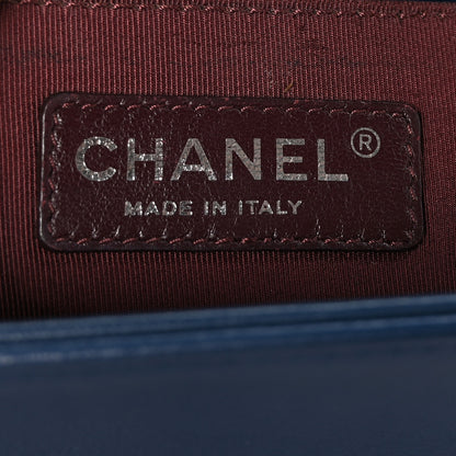 Chanel Wrinkled Lambskin Chevron Quilted Medium Boy Flap Navy 6 of 10