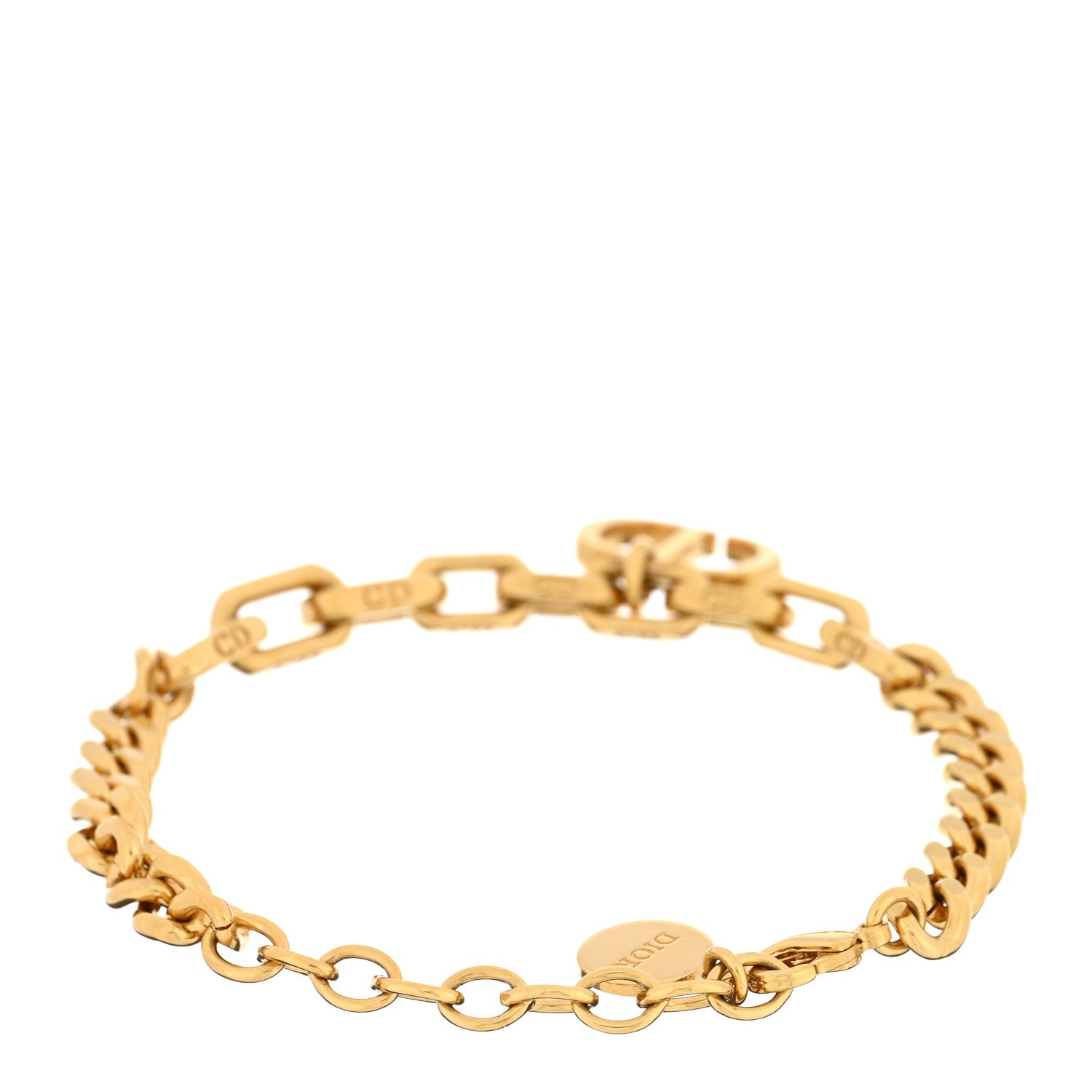 Christian Dior Metal CD Link Chain Bracelet Gold 3 of 5